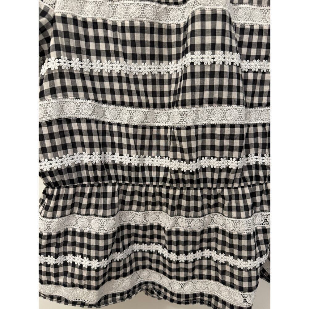 J Crew Black and White Plaid Daisy Peplum Plaid Cotton Blouse size Medium - Picture 5 of 8
